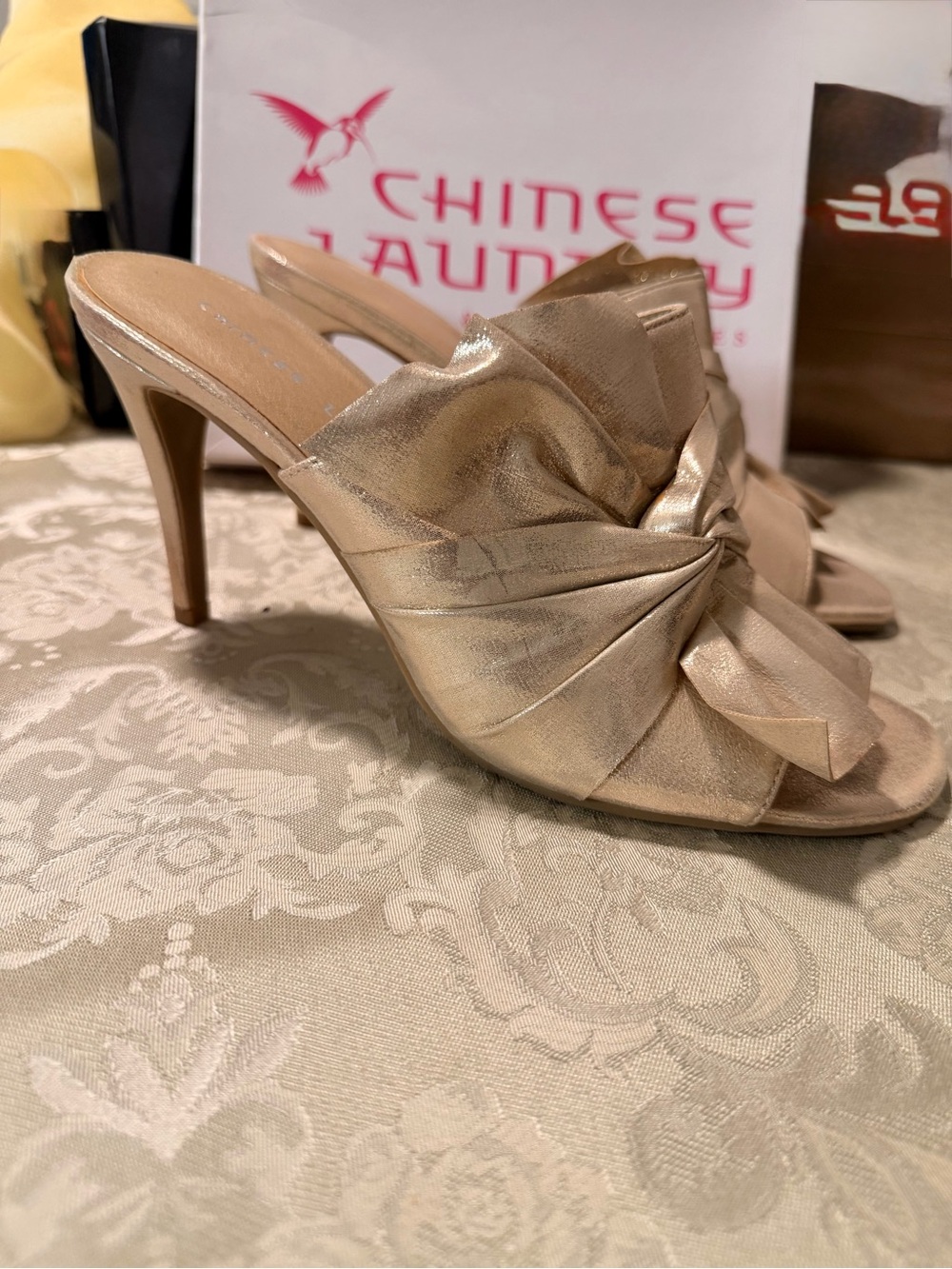 Champagne Gold HOLIDAY READY!! A Present For Your Feet! With A Gorgeous Bow!!